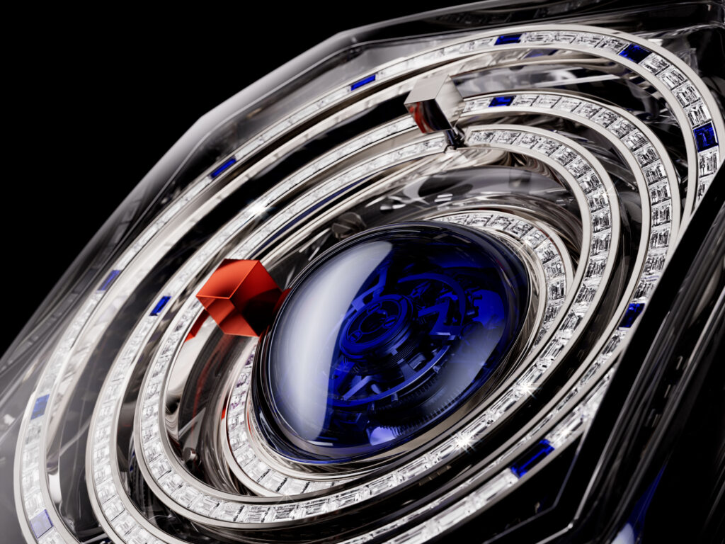 Dettaglio del tourbillon centrale e degli anelli del Hublot MP-14