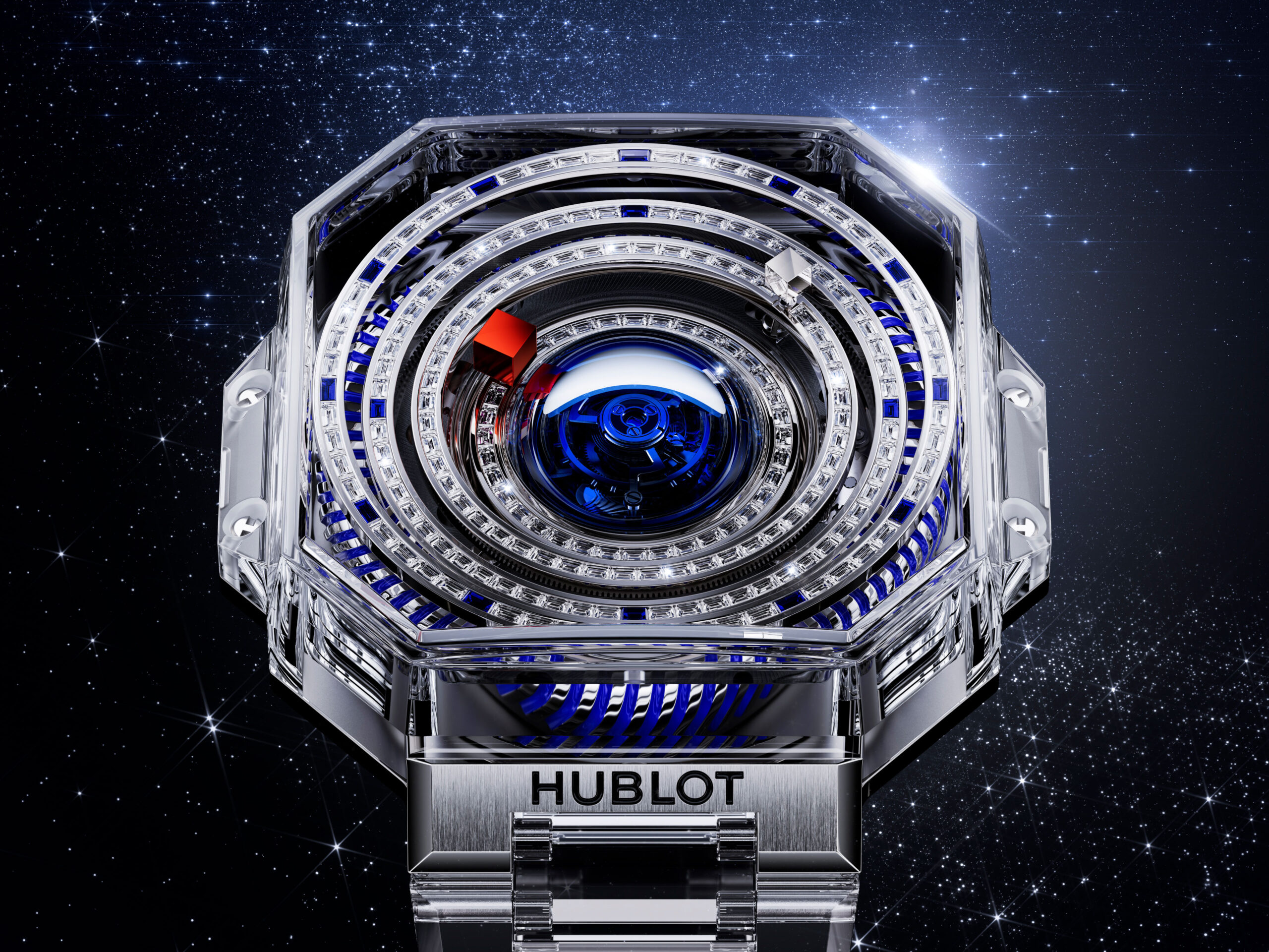 Hublot MP-14 Origin by Jeff Koons visto frontalmente