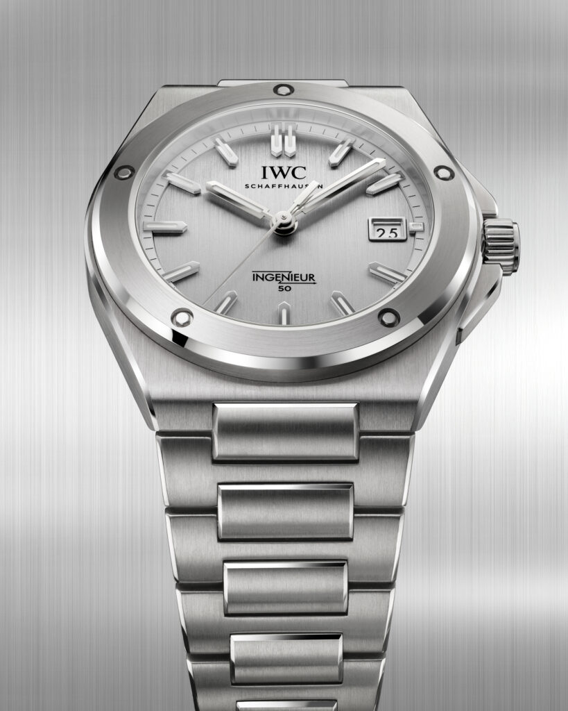 Dettaglio ravvicinato dell’IWC Ingenieur Automatic 50th Anniversary