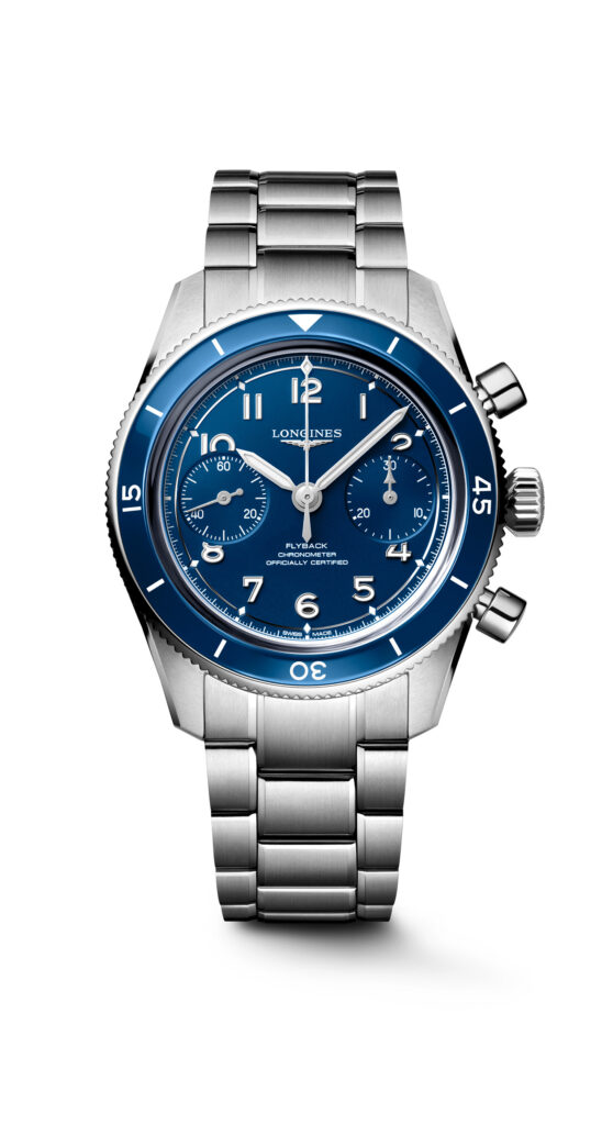 Longines Spirit Pilot Flyback blu con bracciale in acciaio