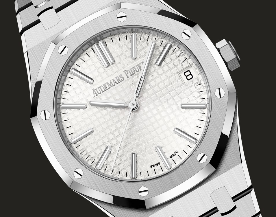 Dettaglio della cassa in acciaio del Royal Oak 15510ST.OO.1320ST.08