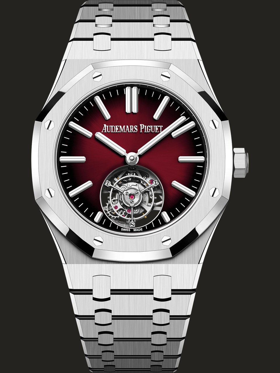 Audemars Piguet Royal Oak Selfwinding Flying Tourbillon: referenza 26730ST.OO.1320ST.05, vista frontale.