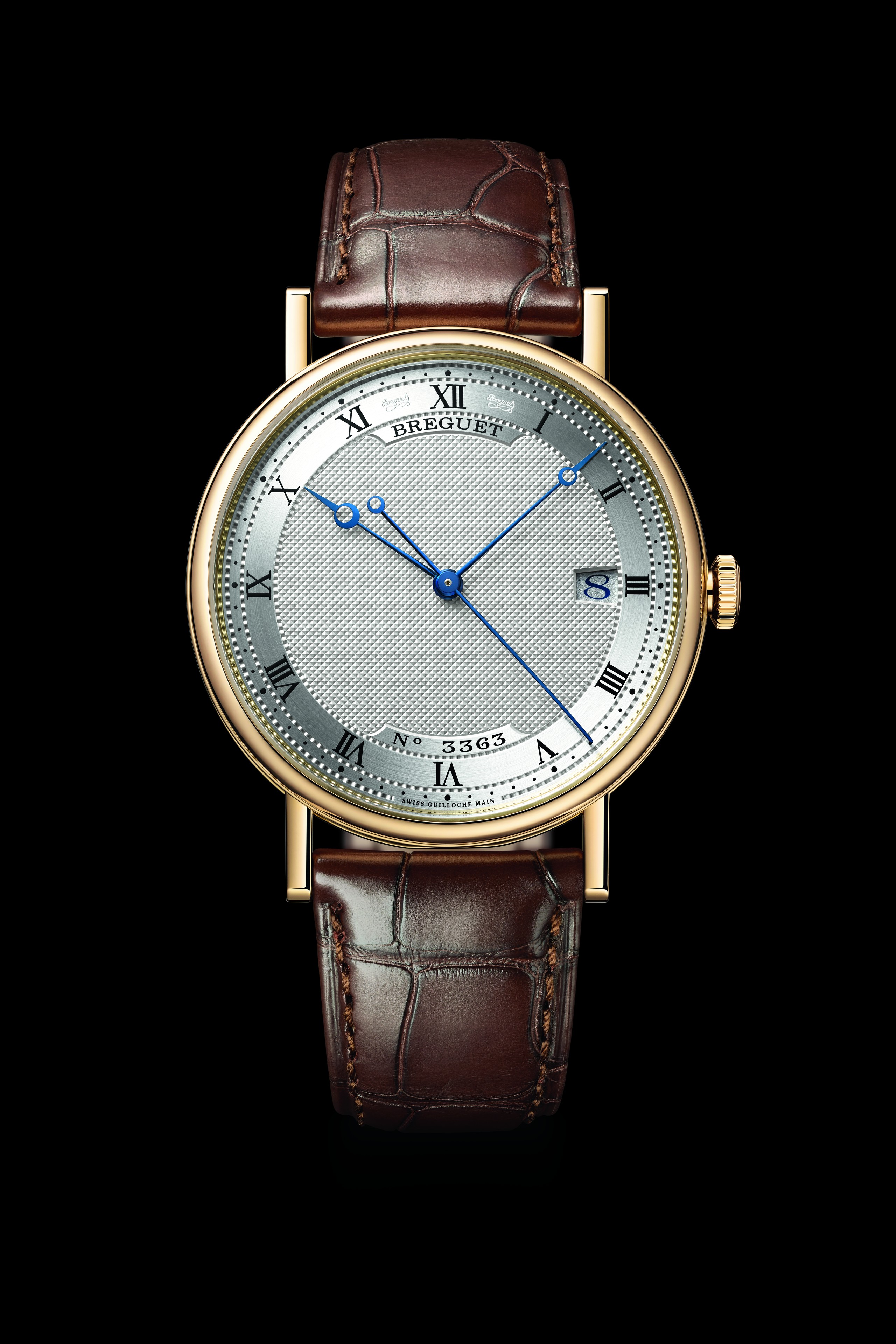 Breguet Classique 5177BA/15/9V6 in oro giallo, quadrante argentato guilloché, vista frontale