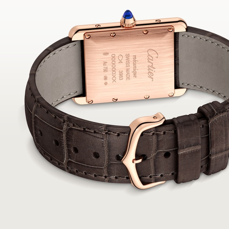 Cartier Tank Louis Cartier WGTA0011, fondello in oro rosa e fibbia del cinturino