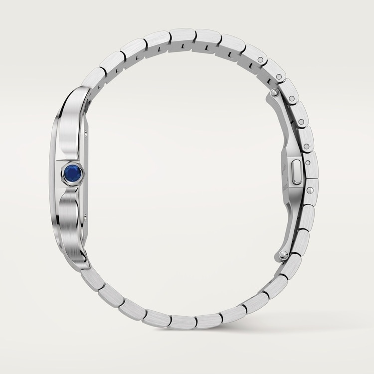 Cartier Santos de Cartier WSSA0064, profilo laterale con corona e bracciale