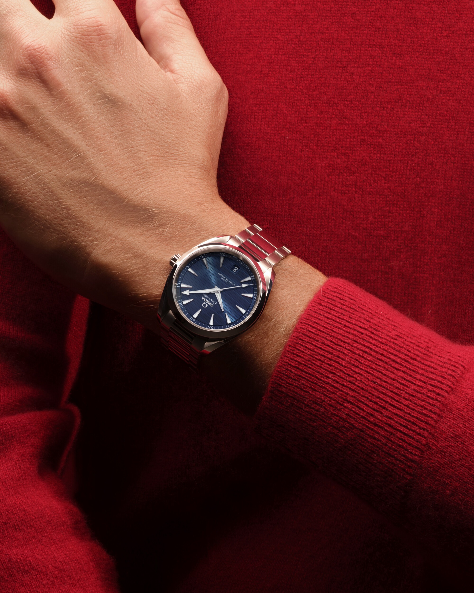 OMEGA Seamaster Aqua Terra 150M 220.10.41.21.03.004, vista al polso