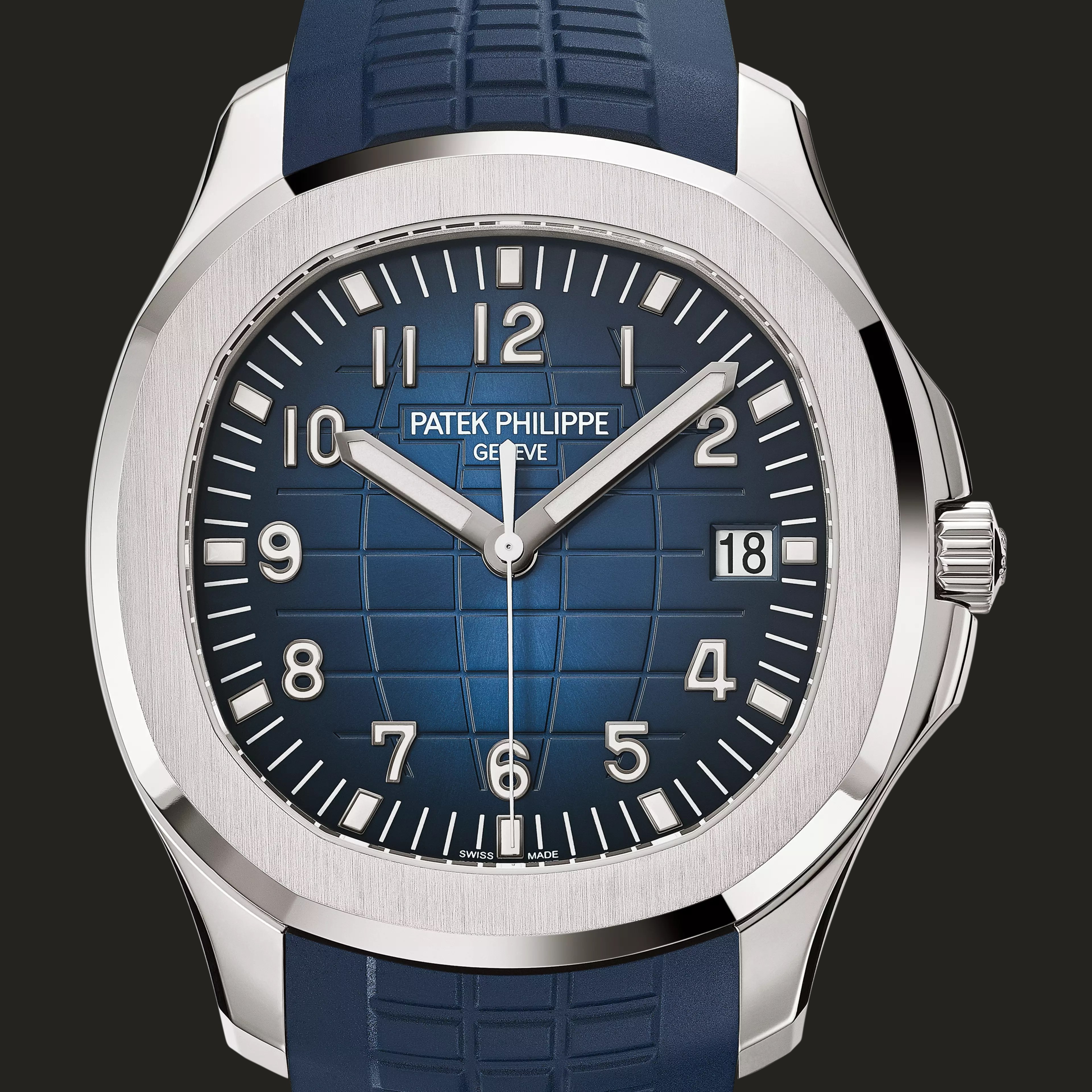 Patek Philippe Aquanaut automatico 42,2 mm: referenza 5168G-001, vista frontale.
