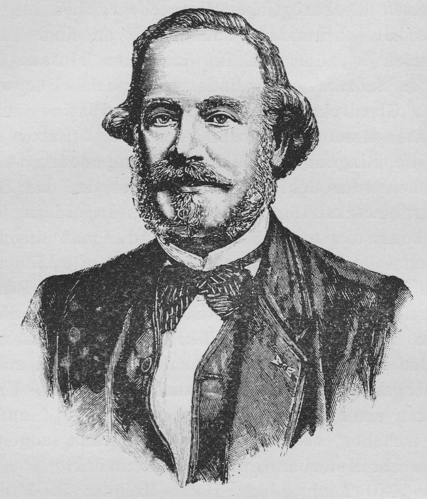 Ritratto inciso di Jean Adrien Philippe con barba e abito scuro