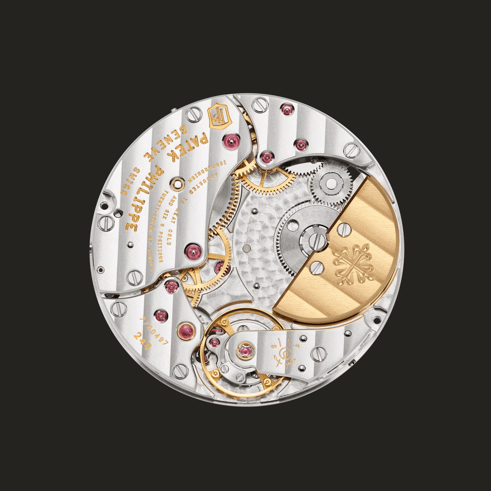 Vista posteriore del calibro Patek Philippe 240.