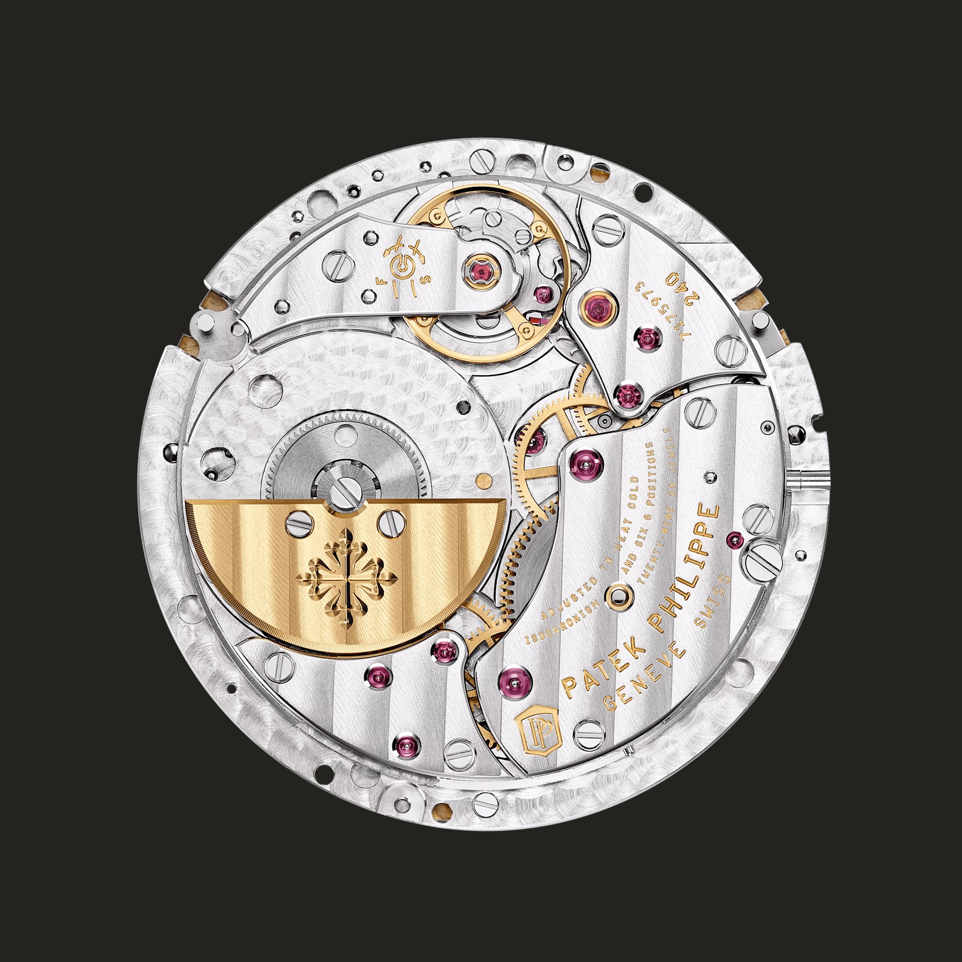 Vista posteriore del calibro Patek Philippe 240 PS IRM C LU.