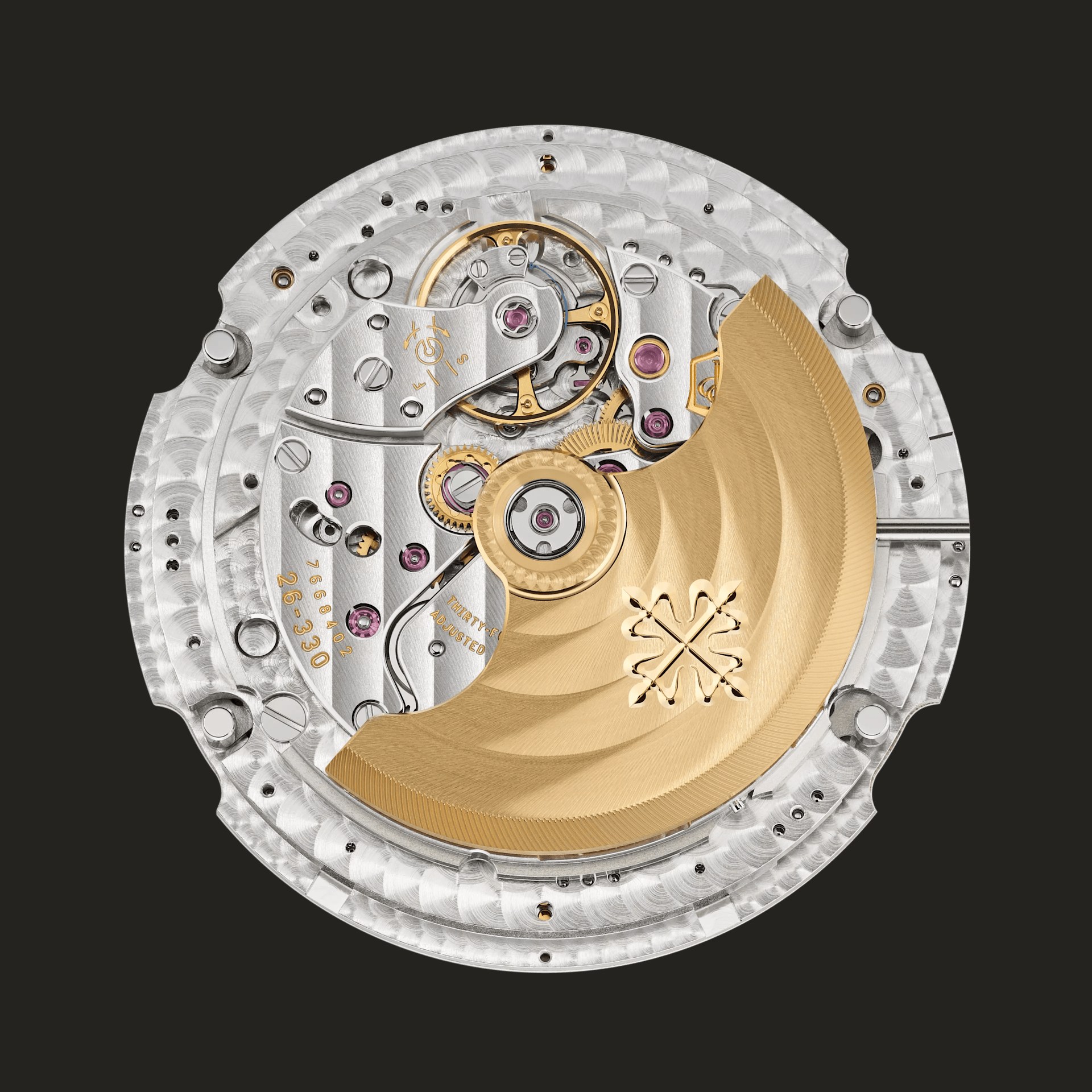 Vista posteriore del calibro Patek Philippe 26-330 S QA LU 24H.