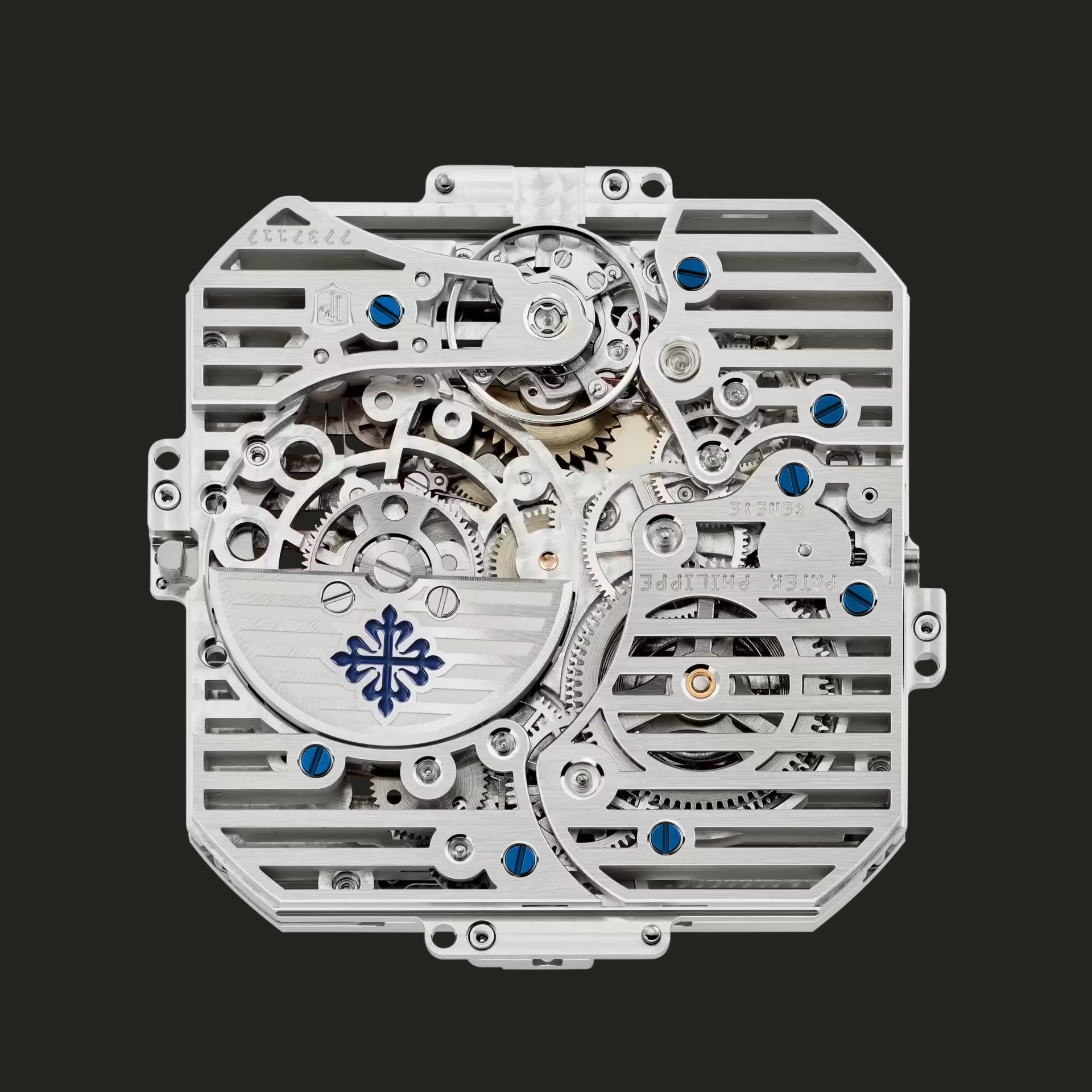 Vista posteriore del calibro PATEK PHILIPPE SA GENEVE 28-28 Q SQU.