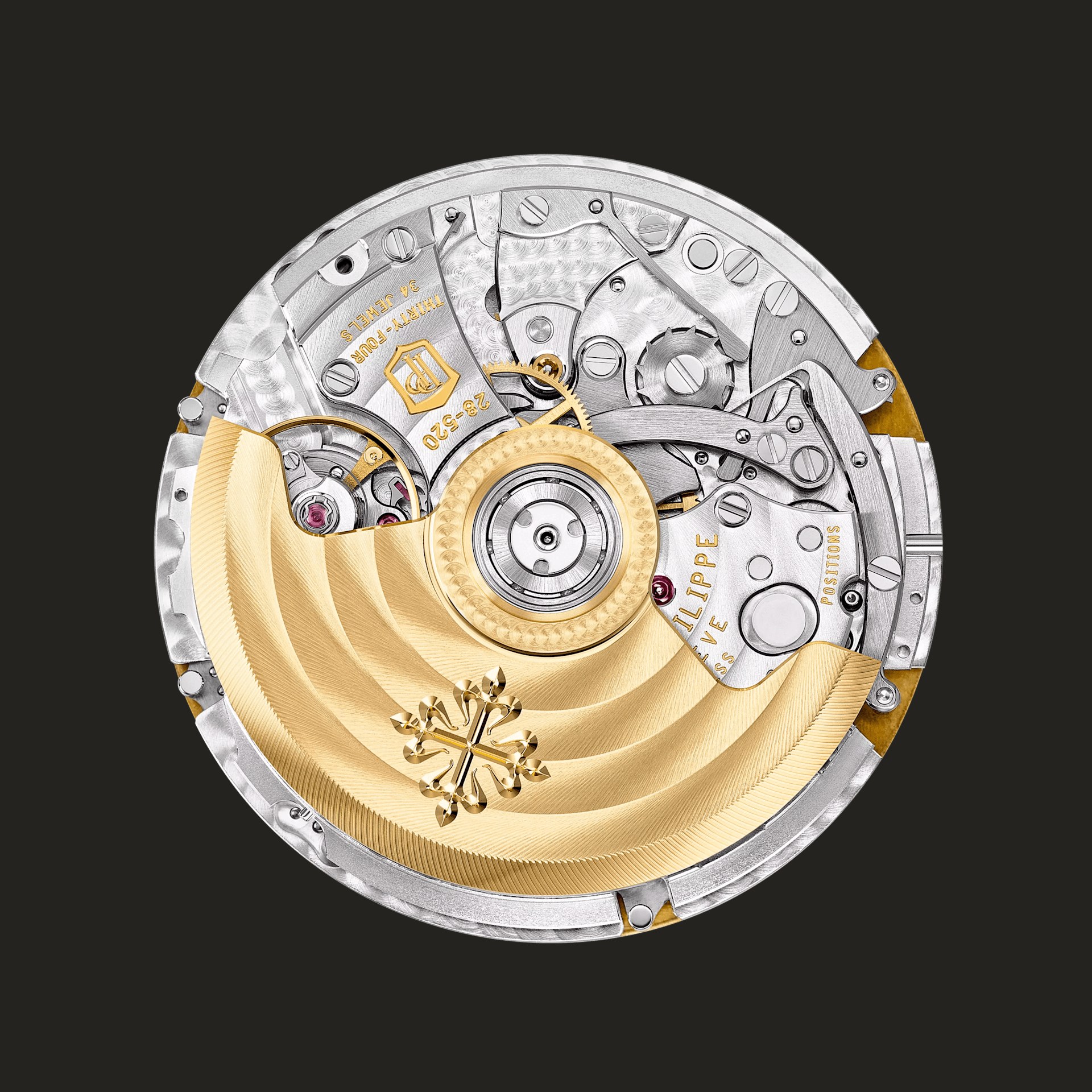 Vista posteriore del calibro Patek Philippe CH 28-520 C FUS.