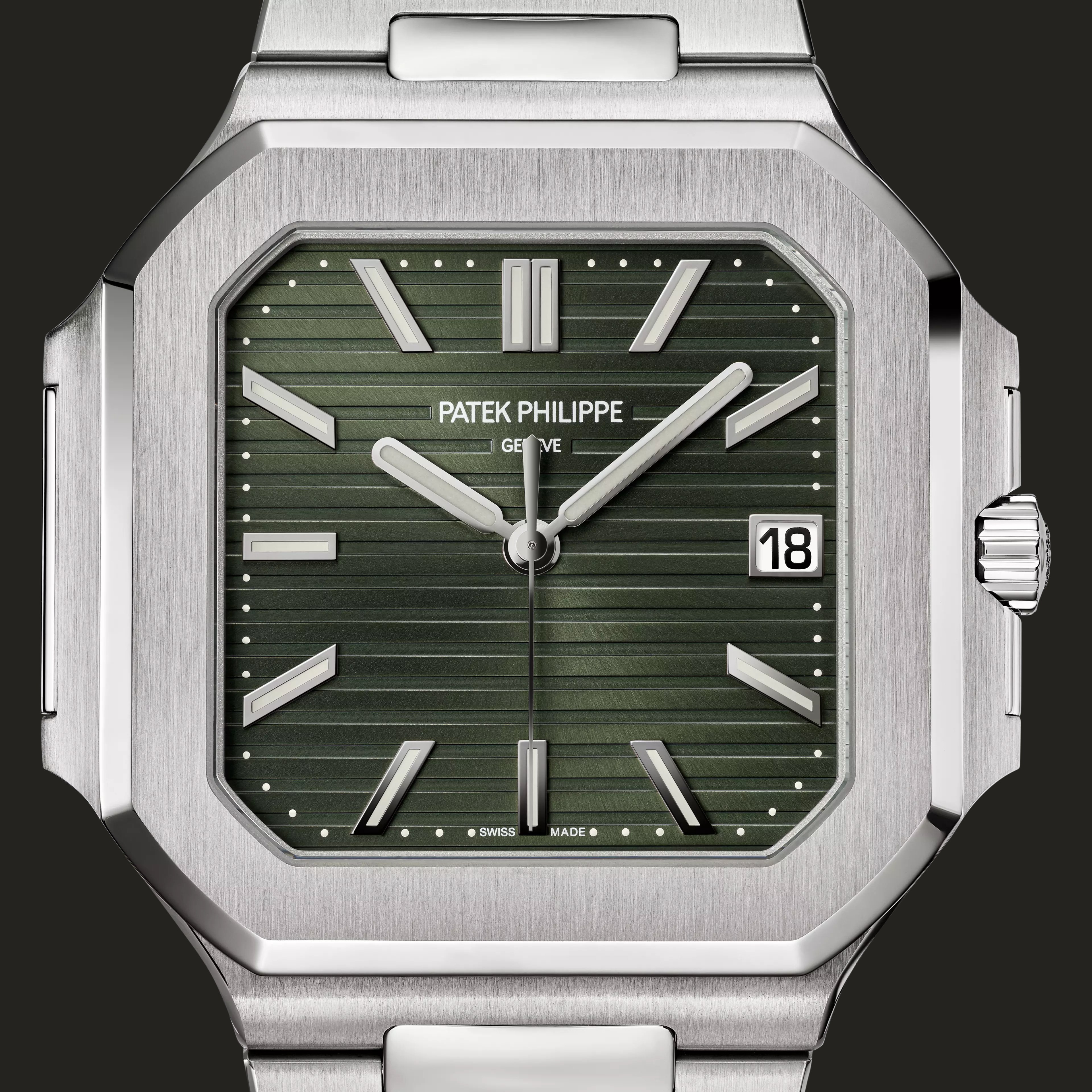 Patek Philippe Cubitus: Patek Philippe Cubitus 5821/1A-001, configurazione in acciaio, vista frontale.