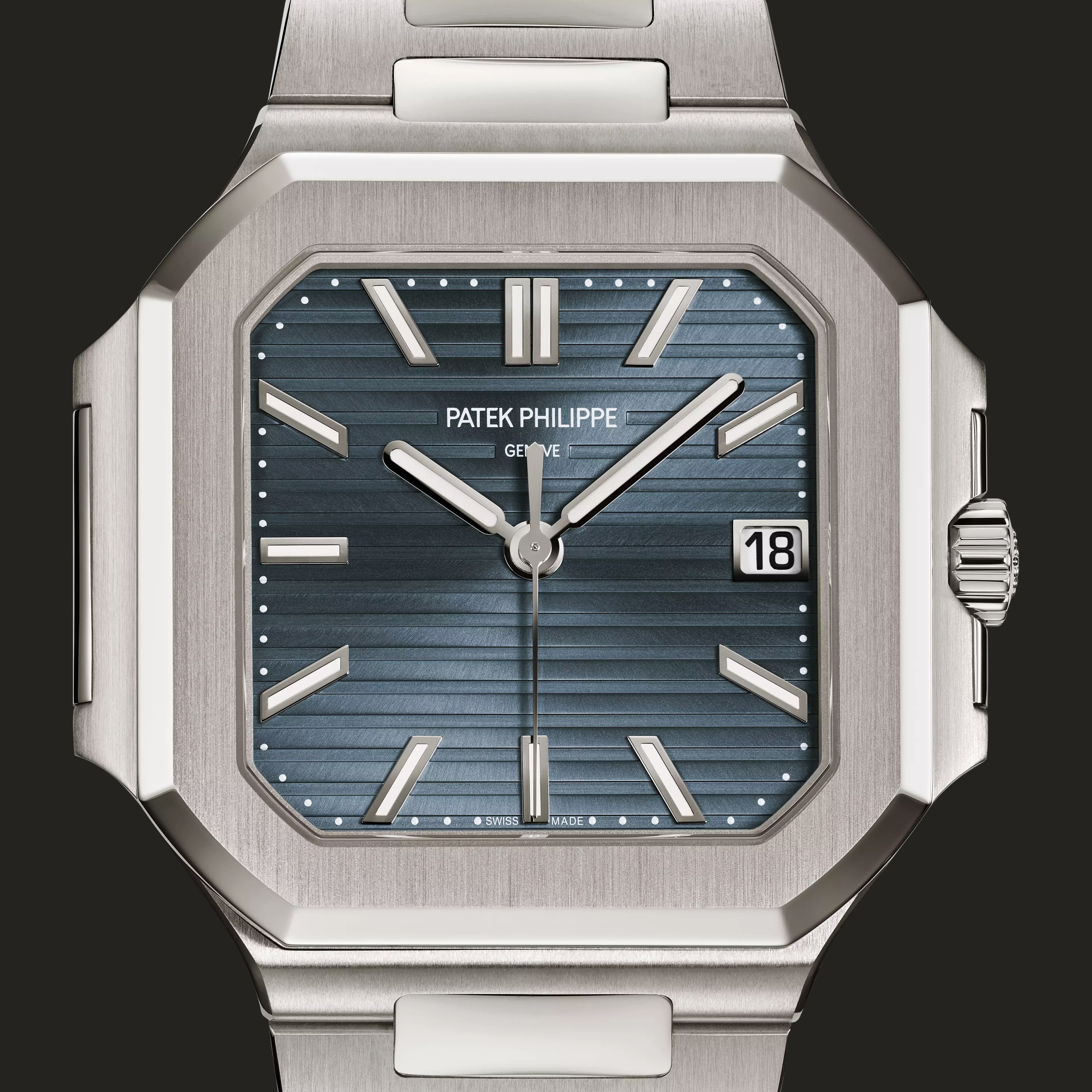 Patek Philippe Cubitus automatico 40 mm: referenza 7128/1G-001, vista frontale.