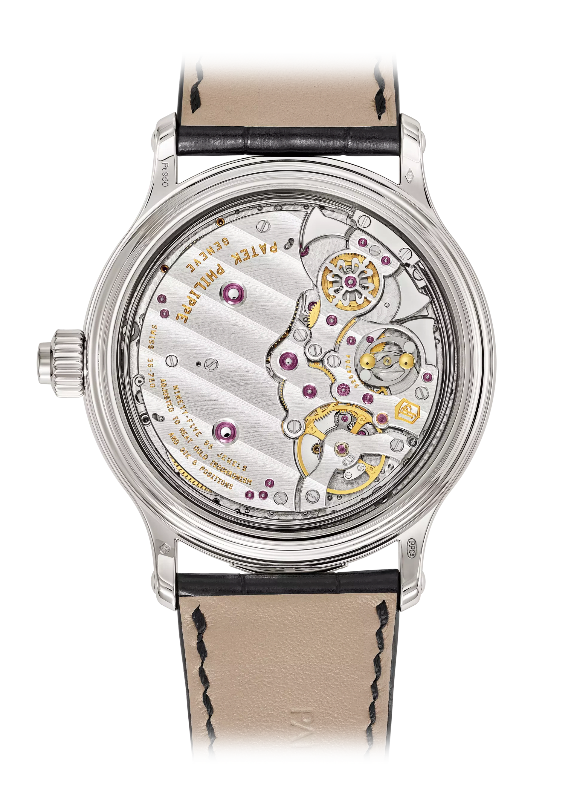 Fondello trasparente della Patek Philippe 6301P-001 con movimento GS 36-750 PS IRM