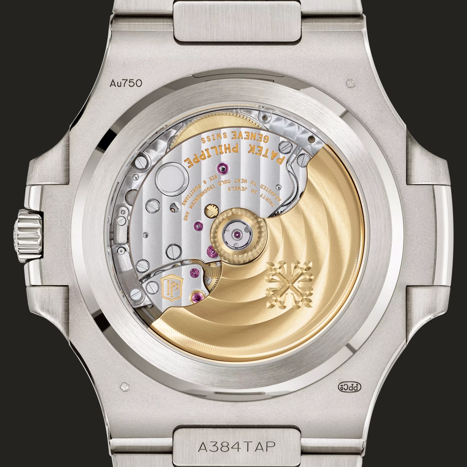 Fondello del Patek Philippe Nautilus 5811/1G-001 con movimento automatico a vista