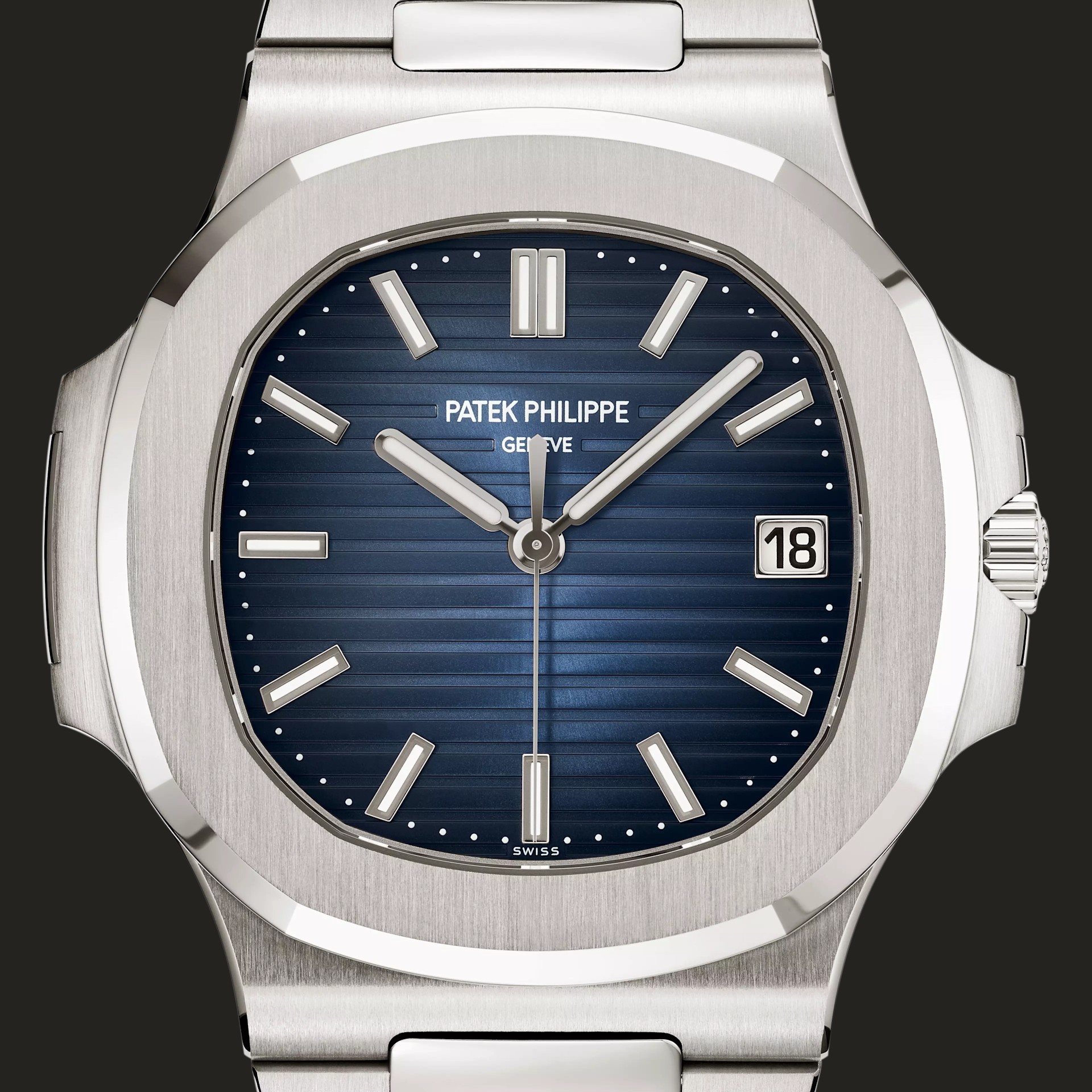 Patek Philippe Nautilus 5811/1G-001 in oro bianco visto frontalmente