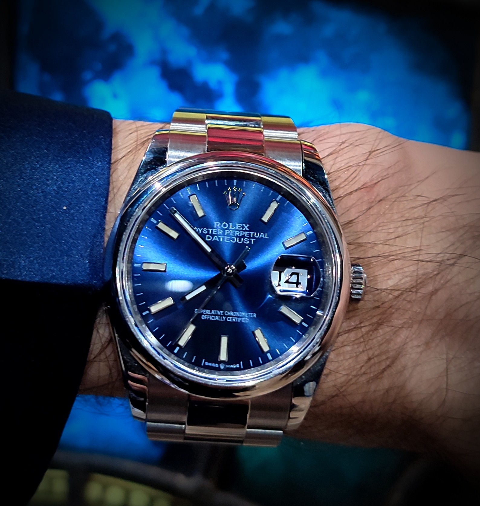 Rolex Datejust 36 referenza 126200 con quadrante blu e bracciale Oyster