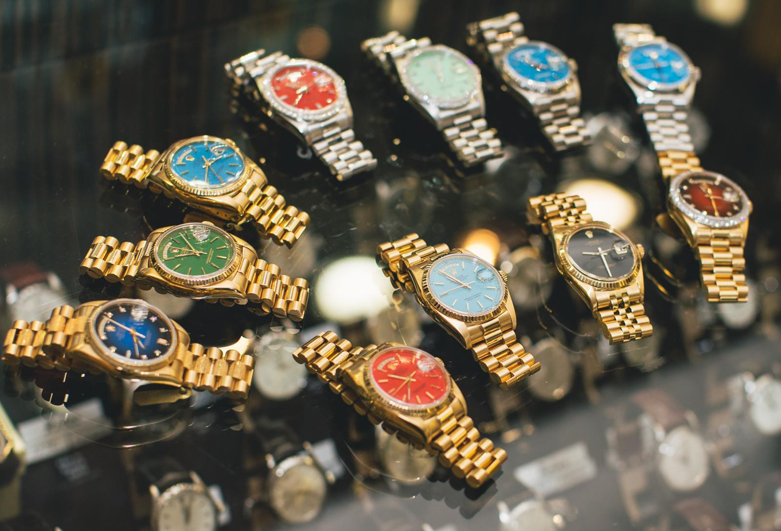 Gruppo di Rolex Day-Date storici con quadranti laccati Stella di diversi colori