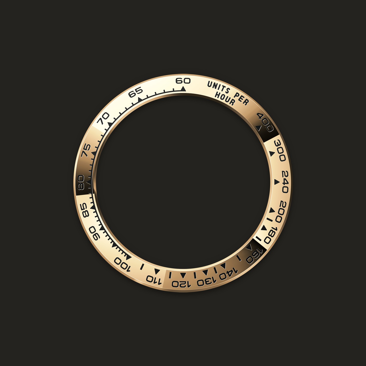 Lunetta tachimetrica in oro giallo del Rolex Cosmograph Daytona 126503