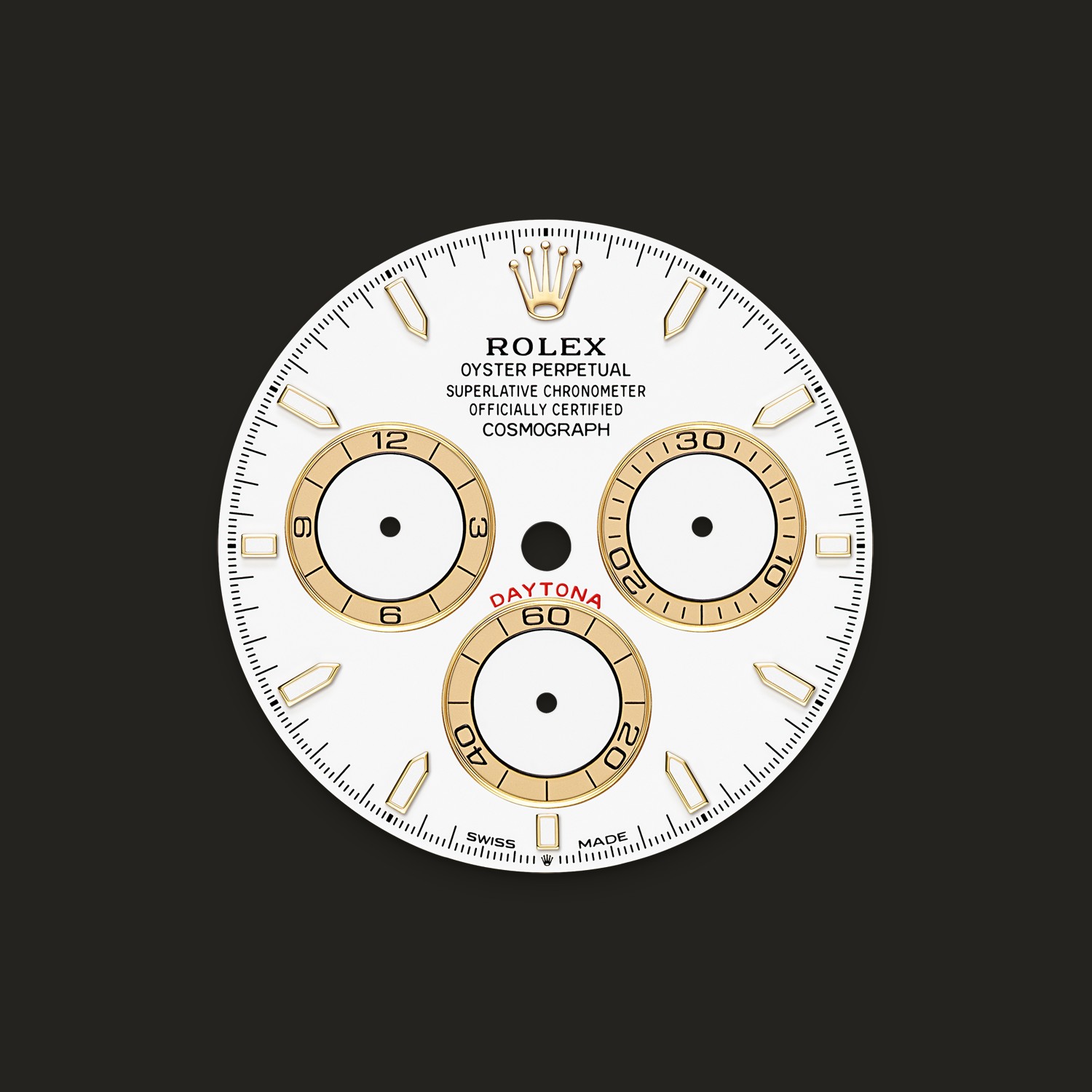 Quadrante bianco con contatori dorati del Rolex Cosmograph Daytona 126503