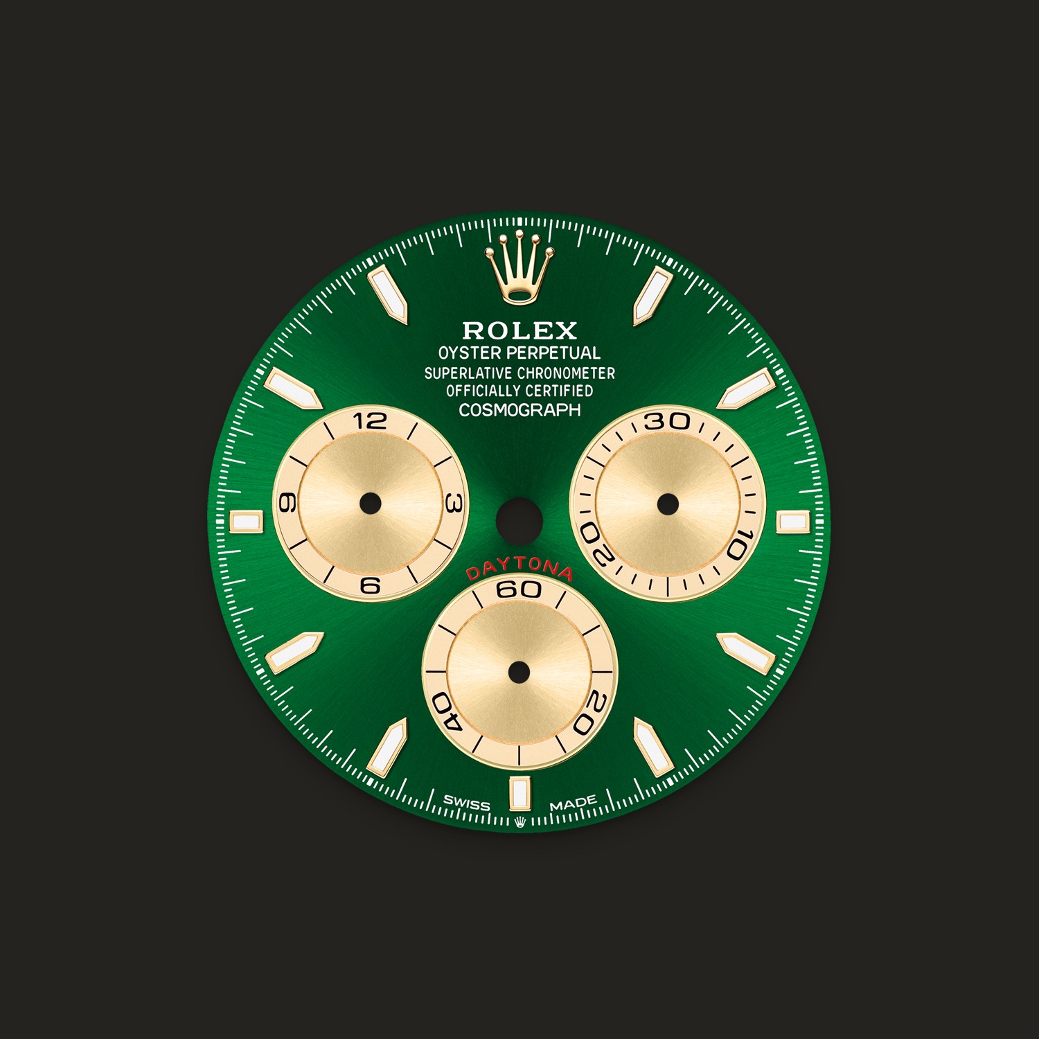 Quadrante verde e dorato del Rolex Cosmograph Daytona 126508