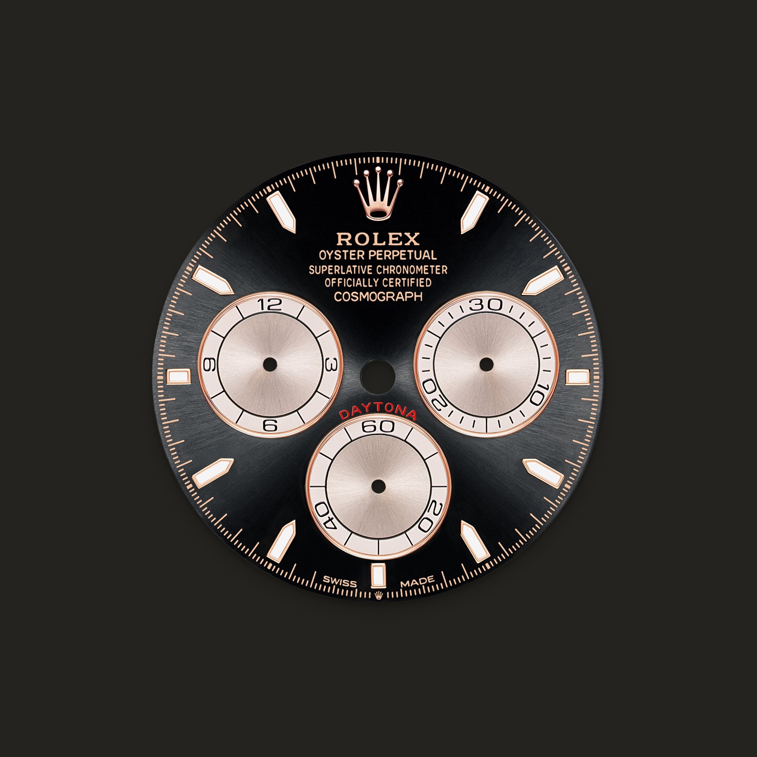 Quadrante nero vivo e Sundust del Rolex Cosmograph Daytona 126515LN