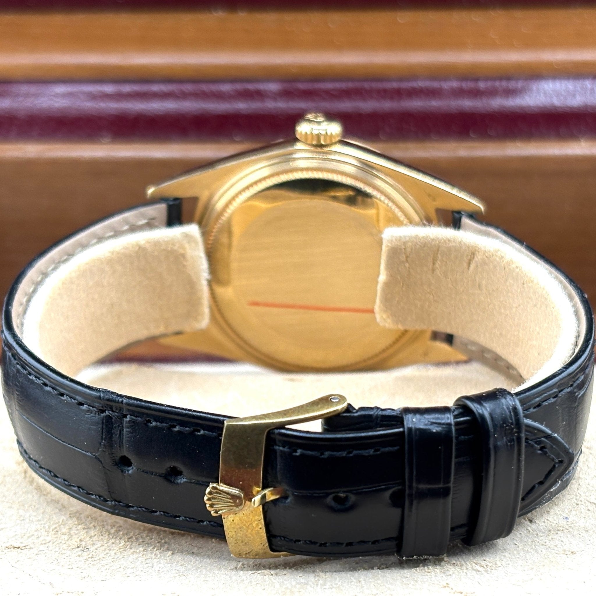 Rolex Datejust 1601 referenza 1601, fondello e cinturino in pelle con fibbia firmata