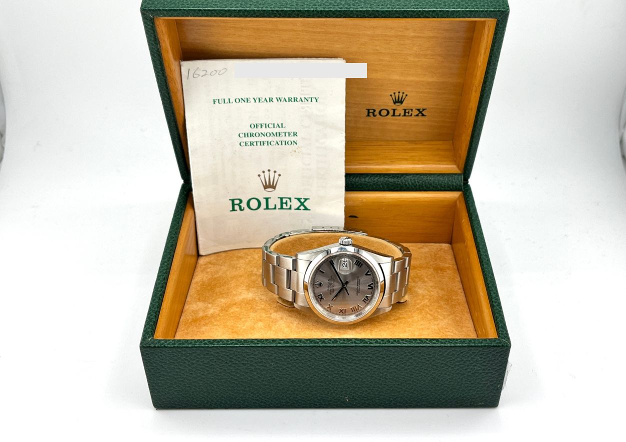 Rolex Datejust 16200 referenza 16200, orologio con scatola e documentazione di presentazione Rolex